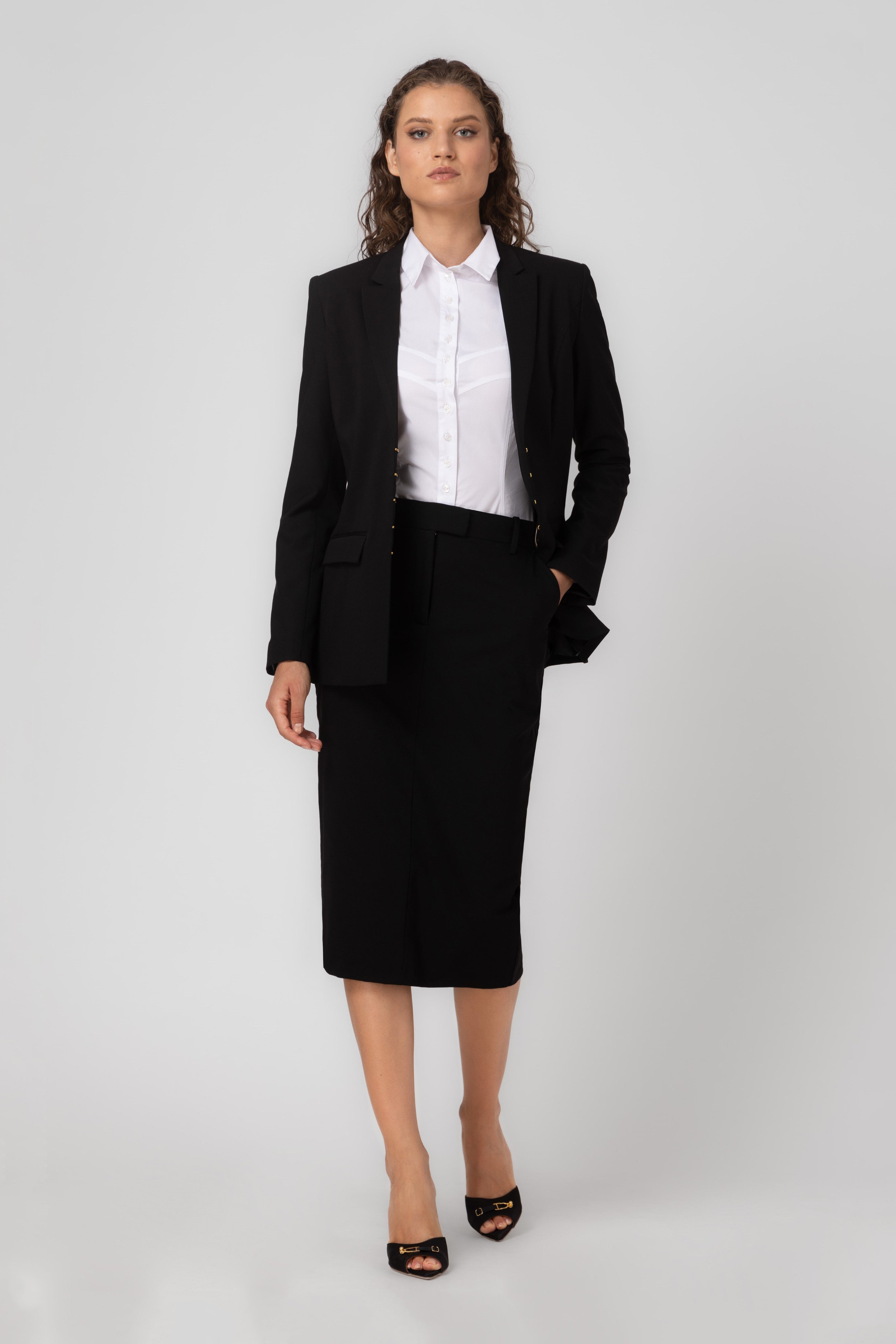 Formal Wool Skirt Black
