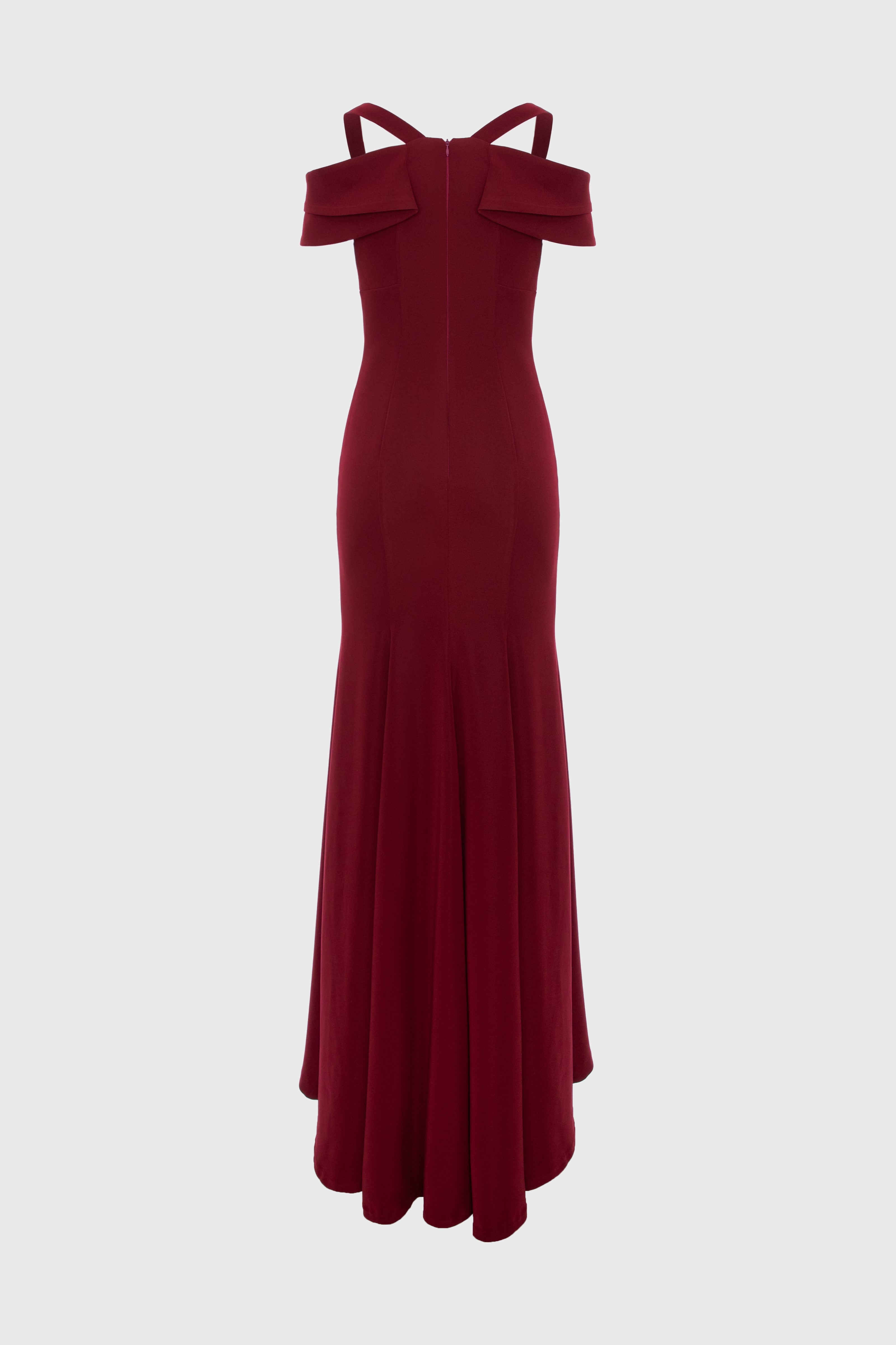 Rochie rosu burgund lunga cu cupe retro Candy