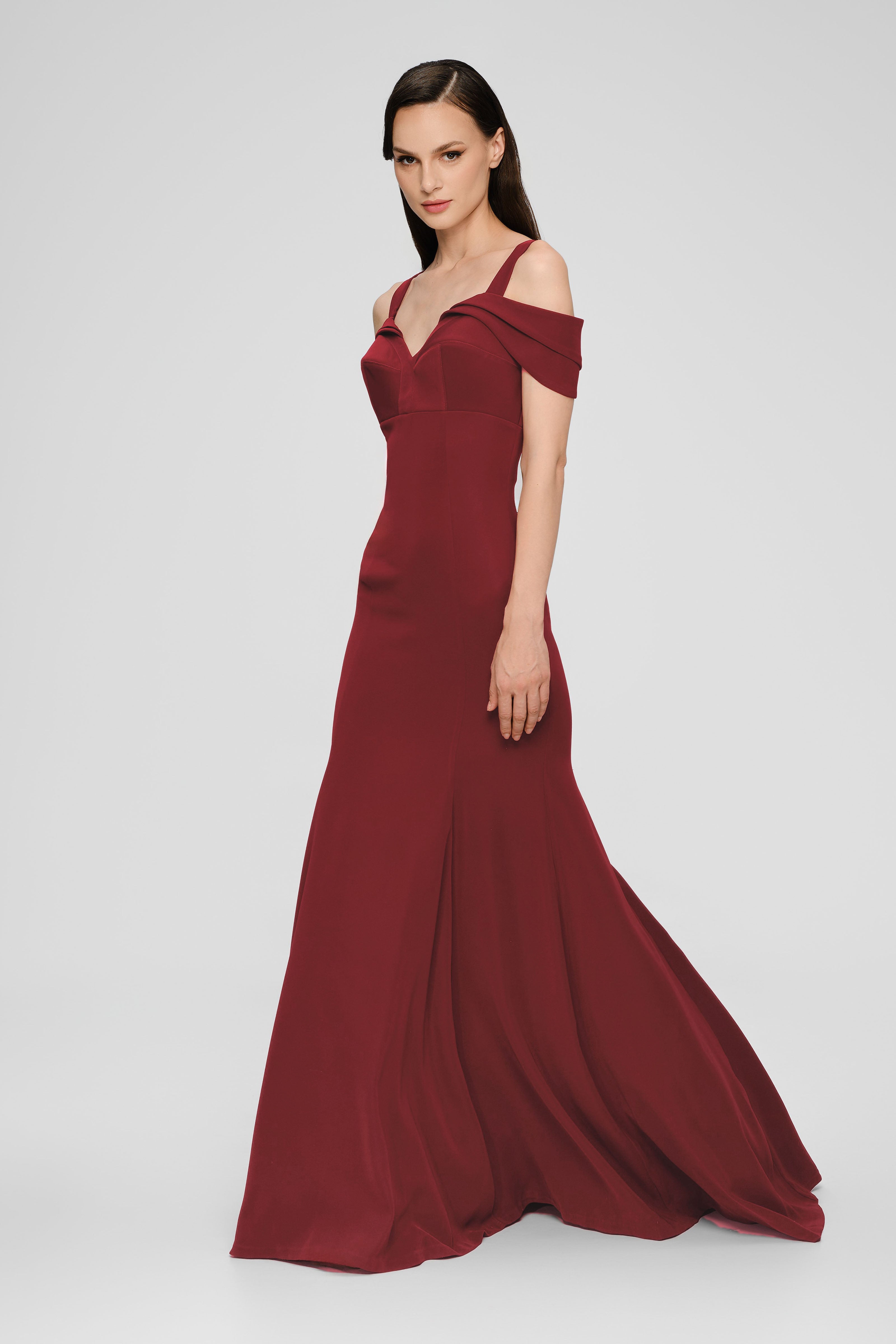 Rochie rosu burgund lunga cu cupe retro Candy