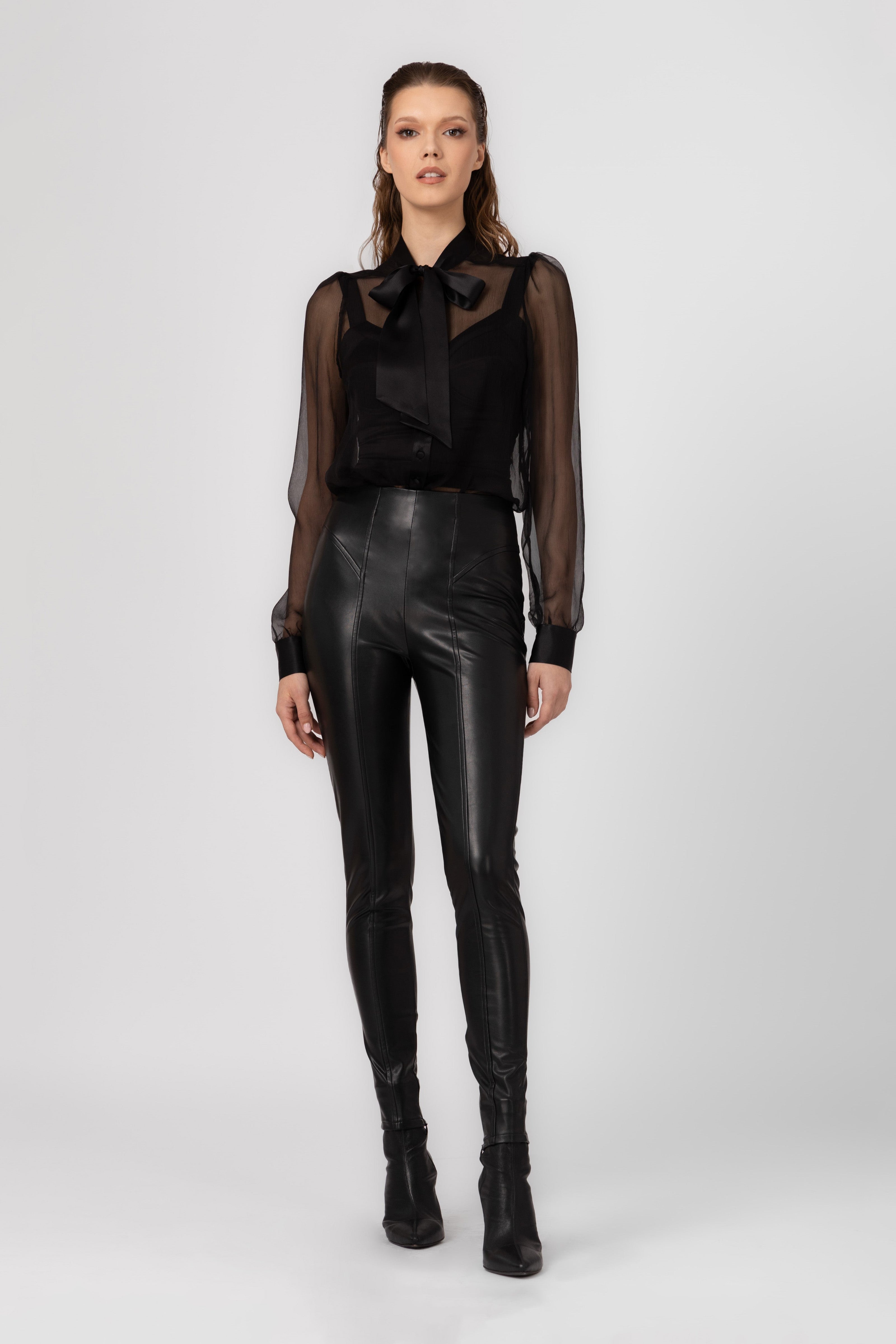 Shape Eco Leather Leggings Black