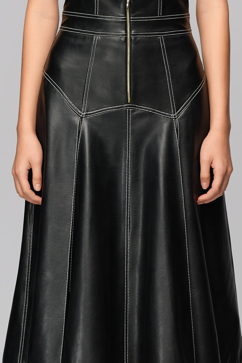 Underline Eco Leather Skirt Black
