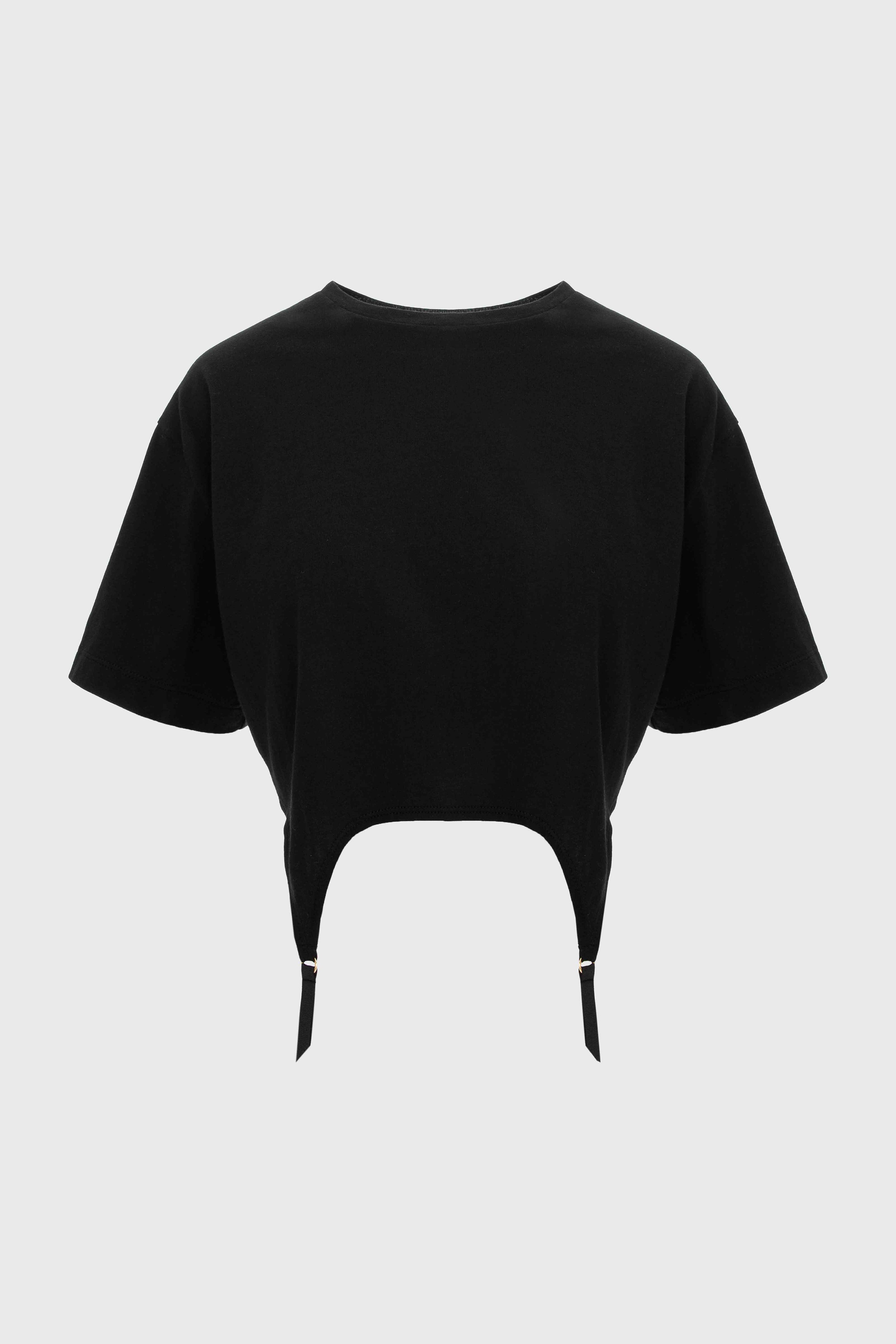 Garter Cropped T-Shirt Black