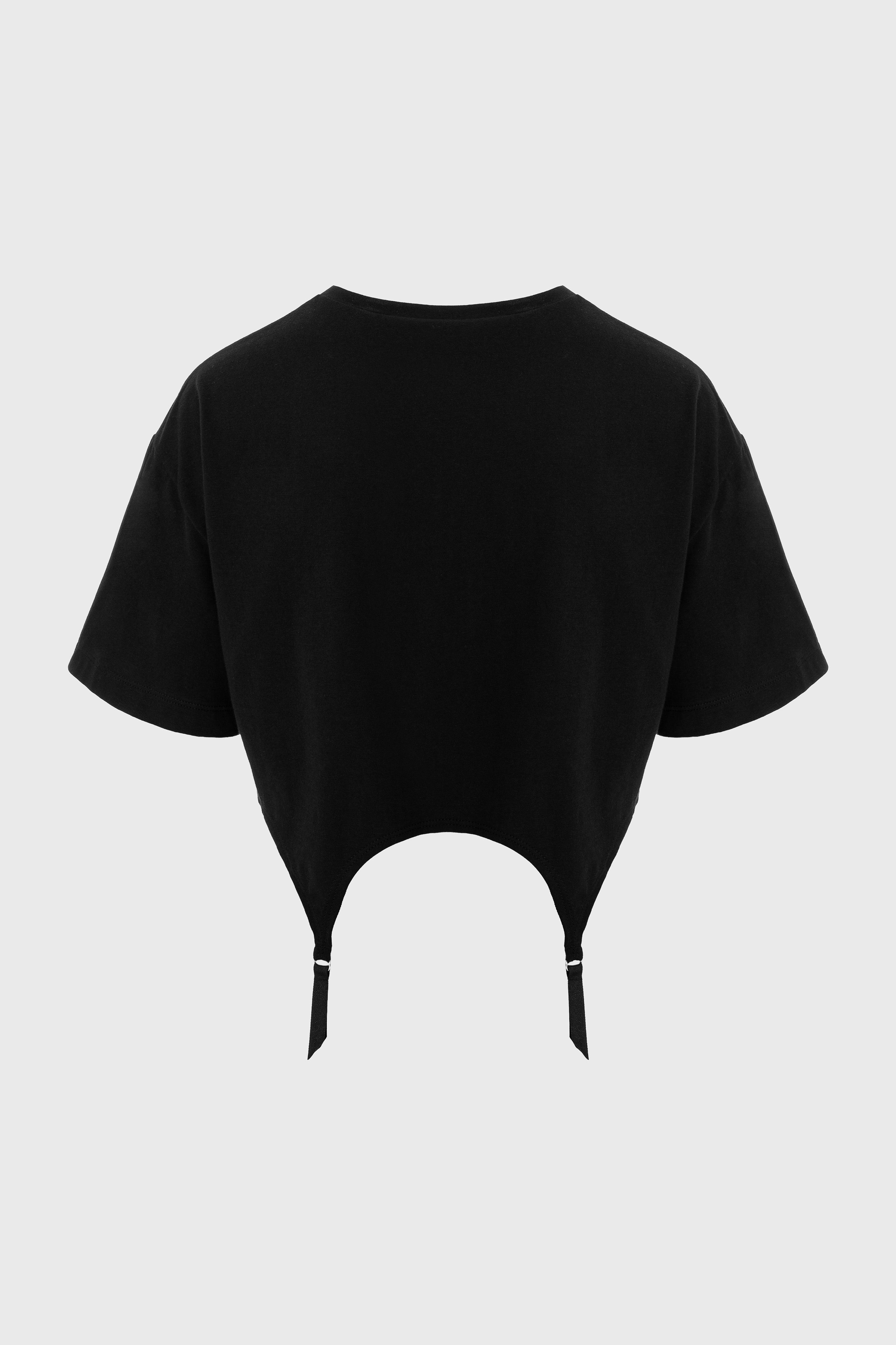 Garter Cropped T-Shirt Black