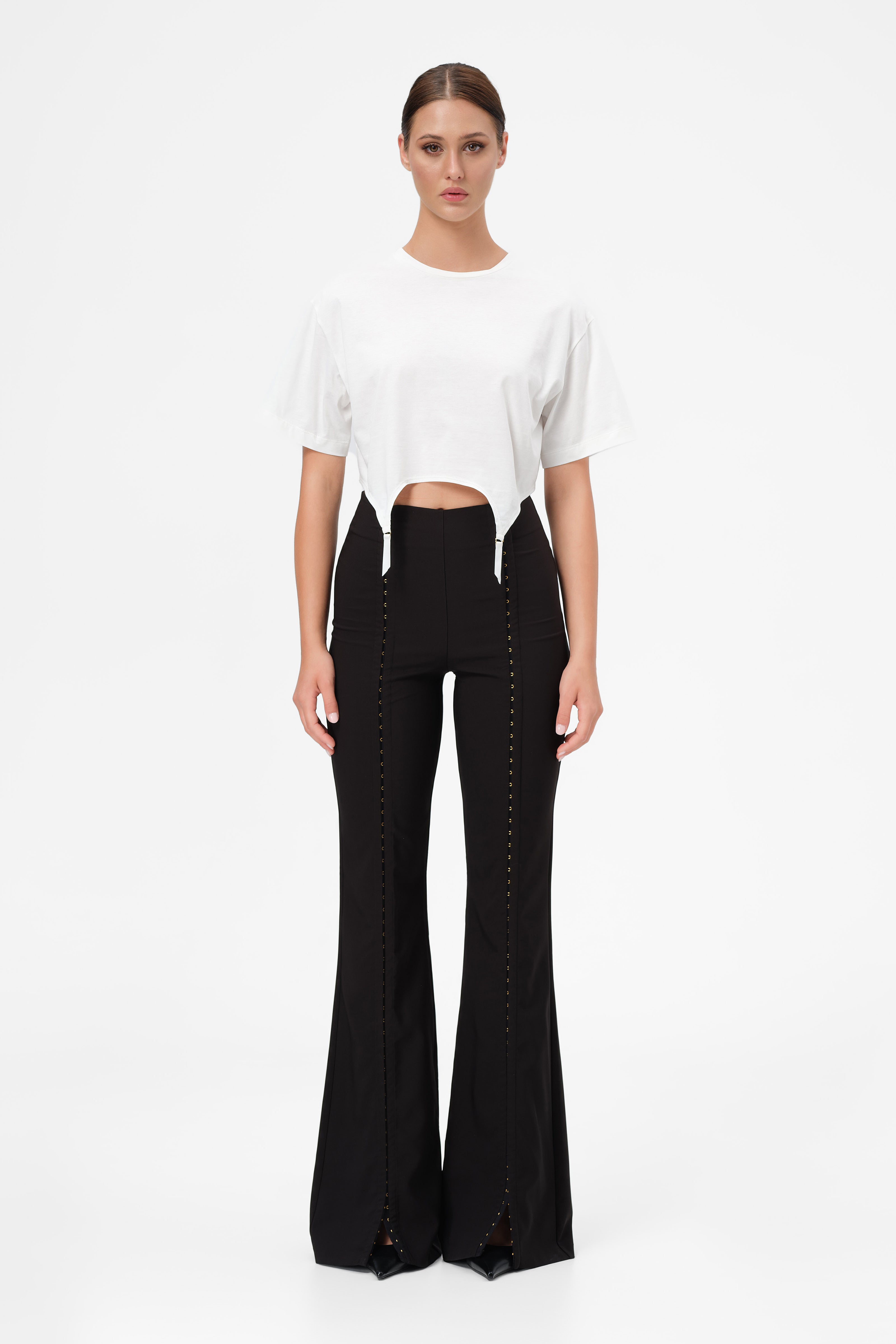 Garter Cropped T-Shirt White