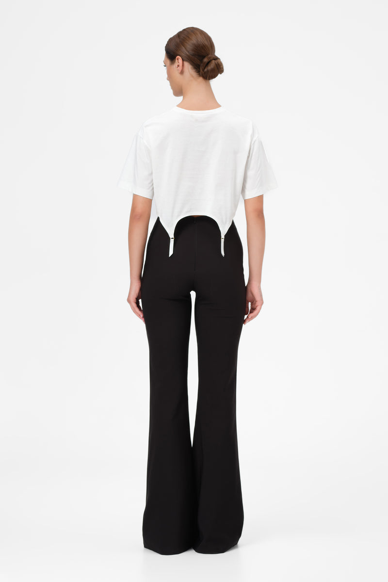 Garter Cropped T-Shirt White