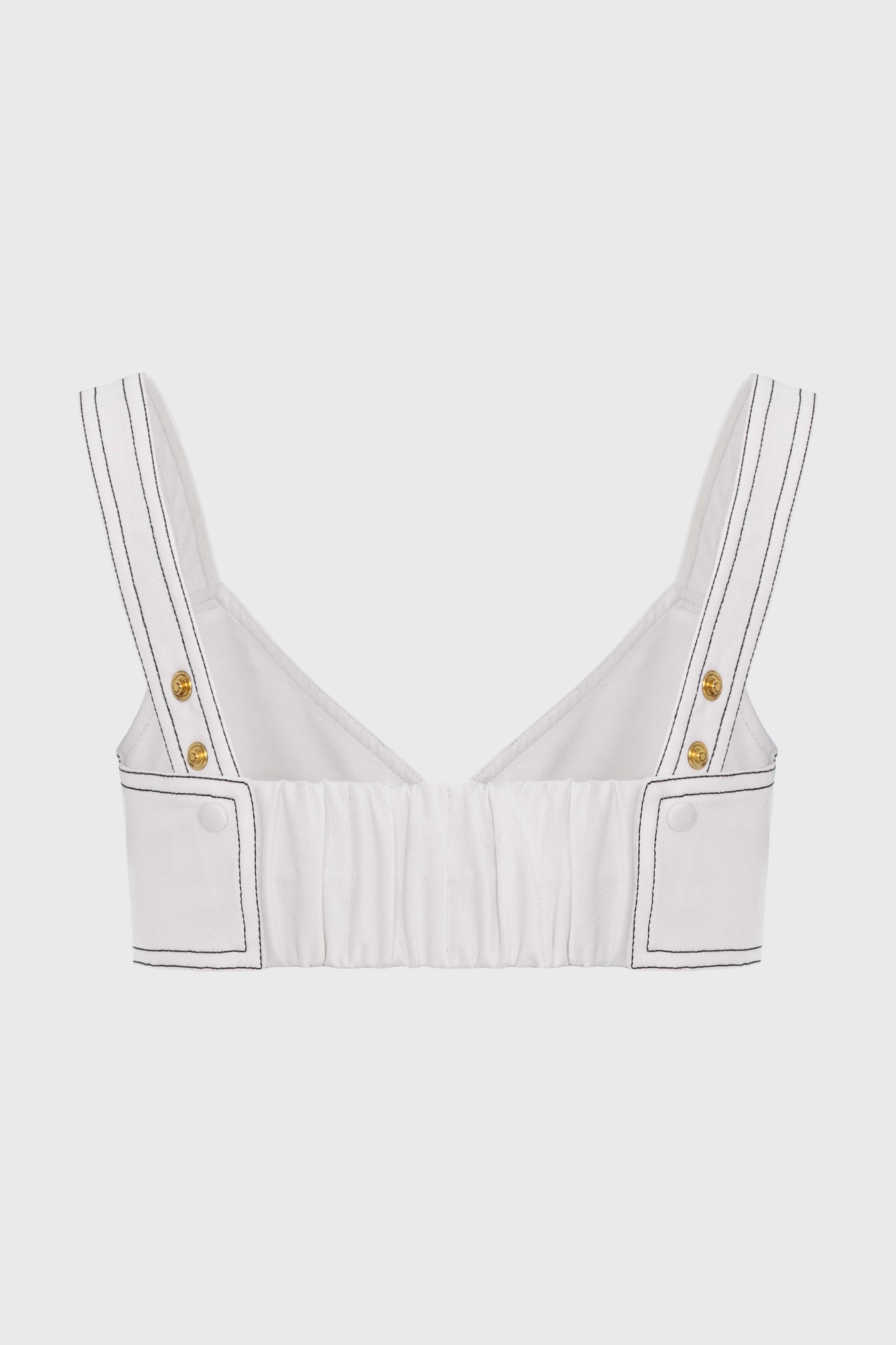 Underline Denim Bra Top White
