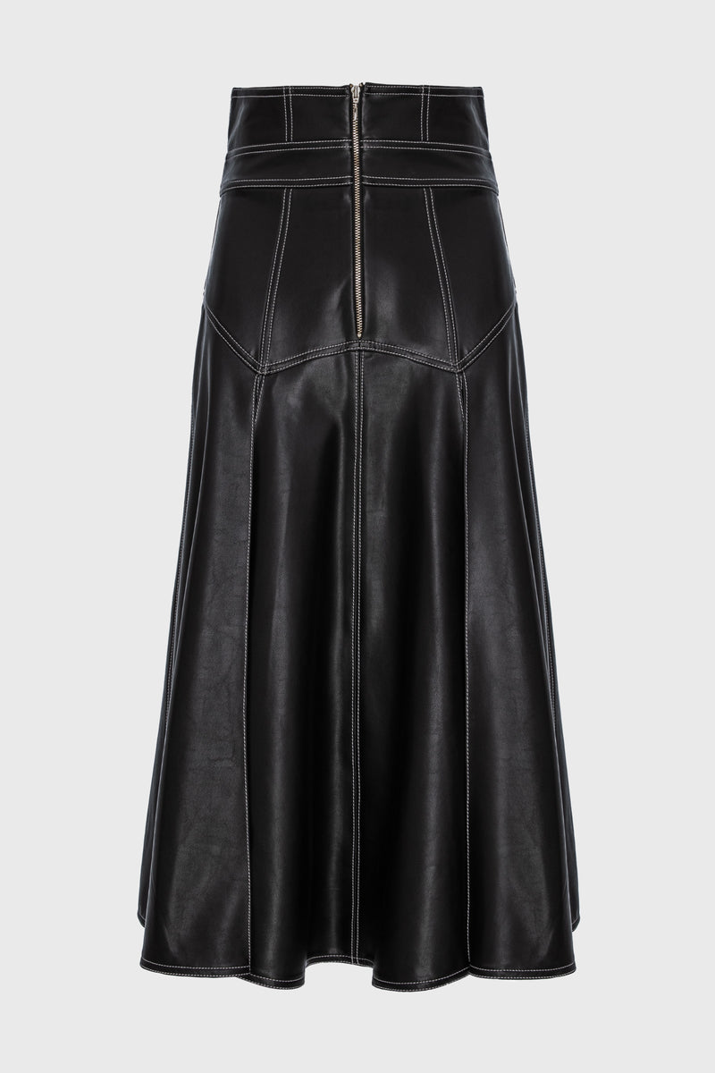 Underline Eco Leather Skirt Black