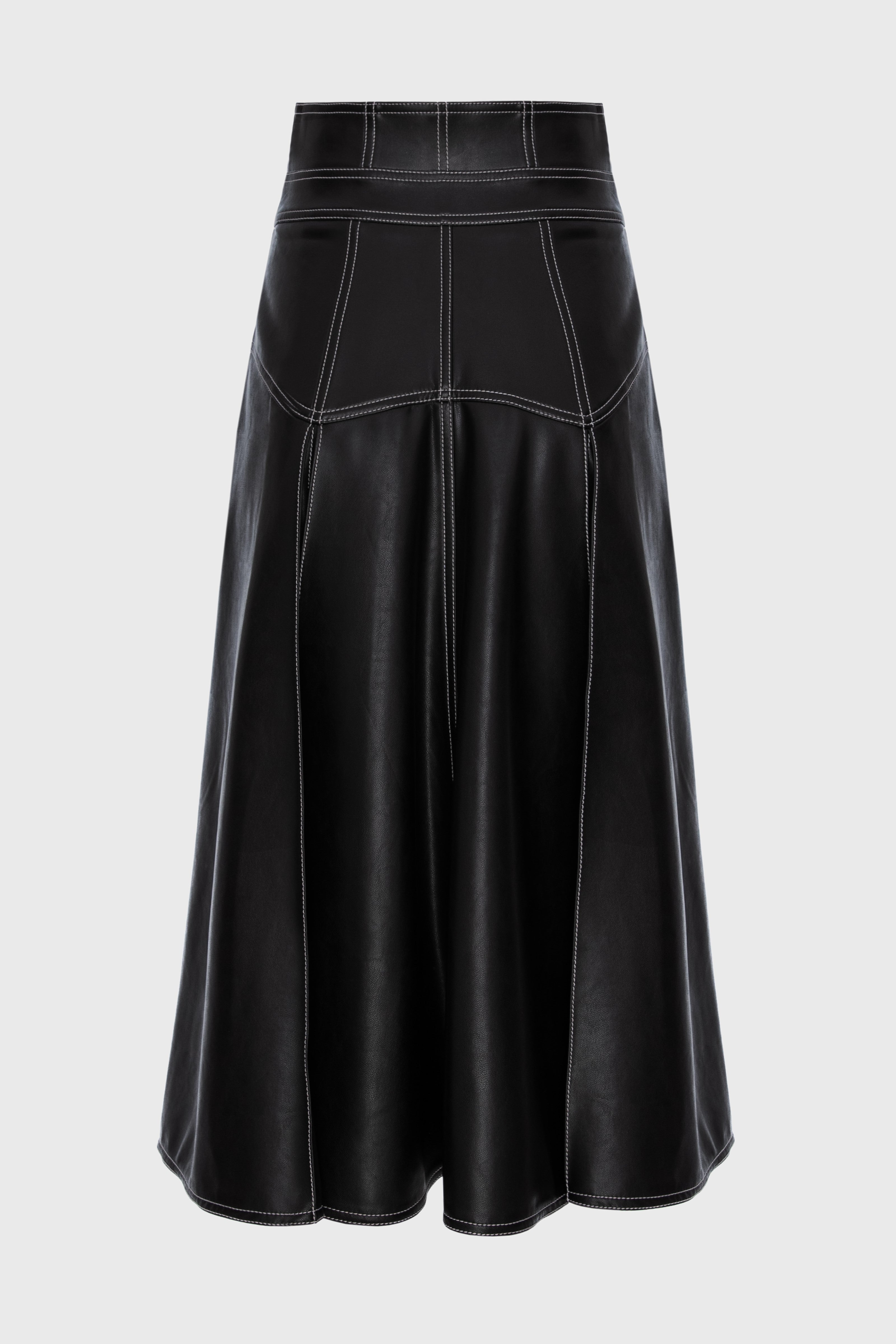Underline Eco Leather Skirt Black