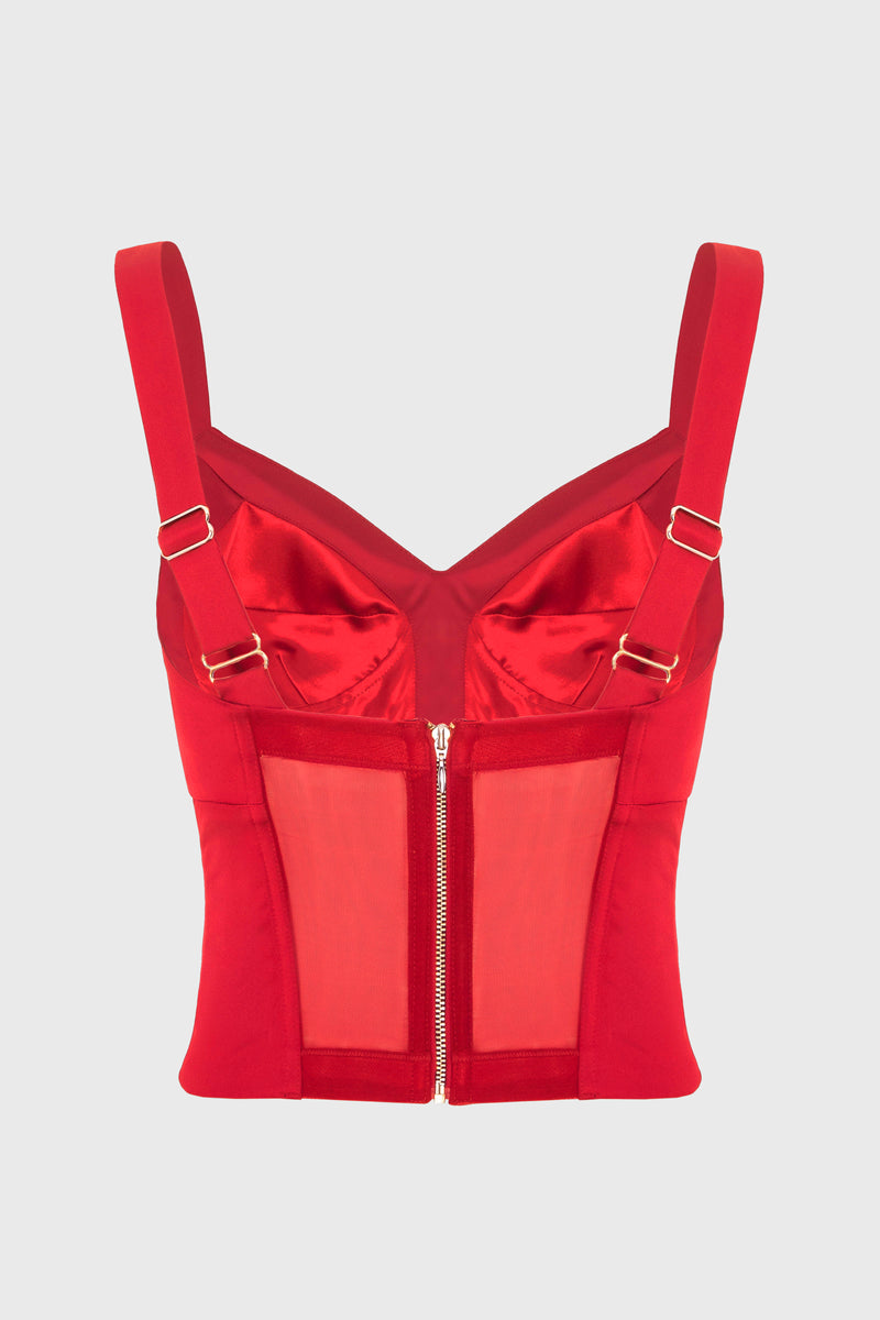 Satin Sculpt Corset Red