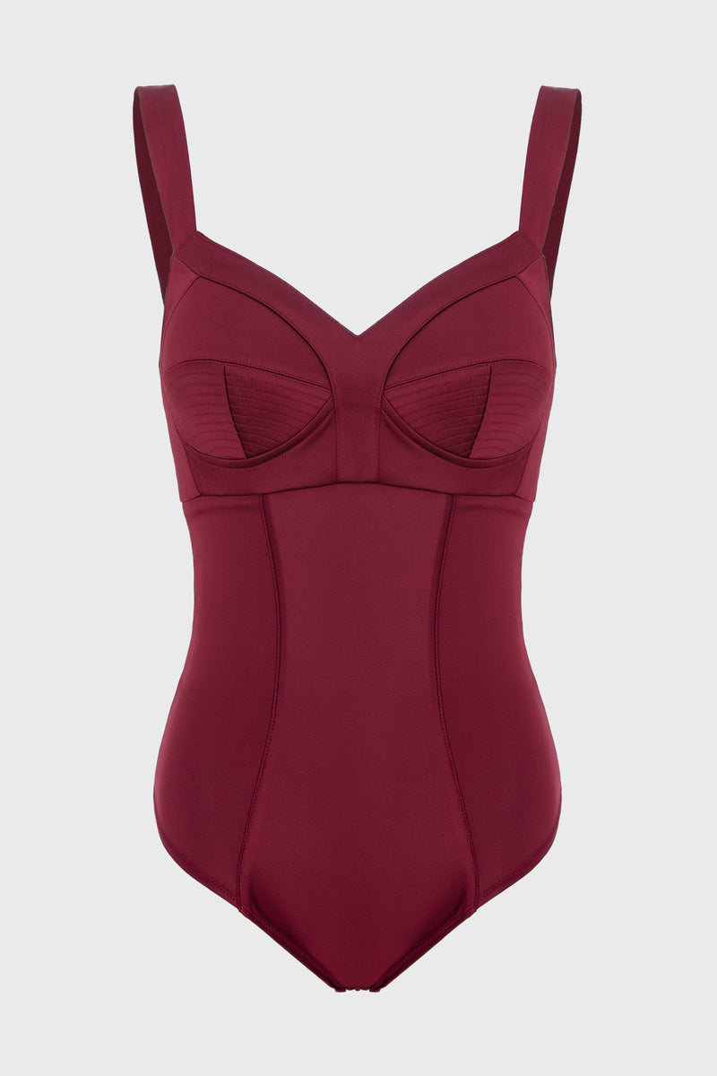 Satin Sculpt Bodysuit Wine