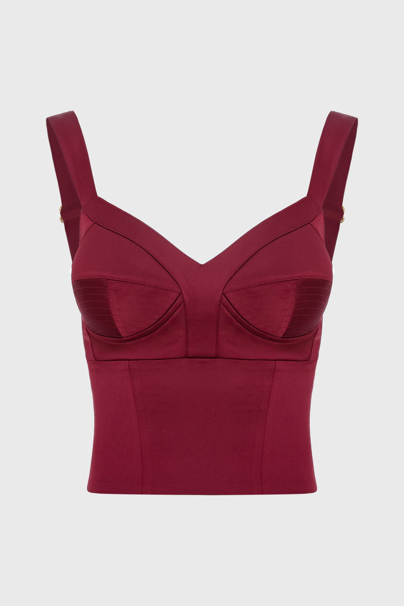 Satin Sculpt Corset Wine