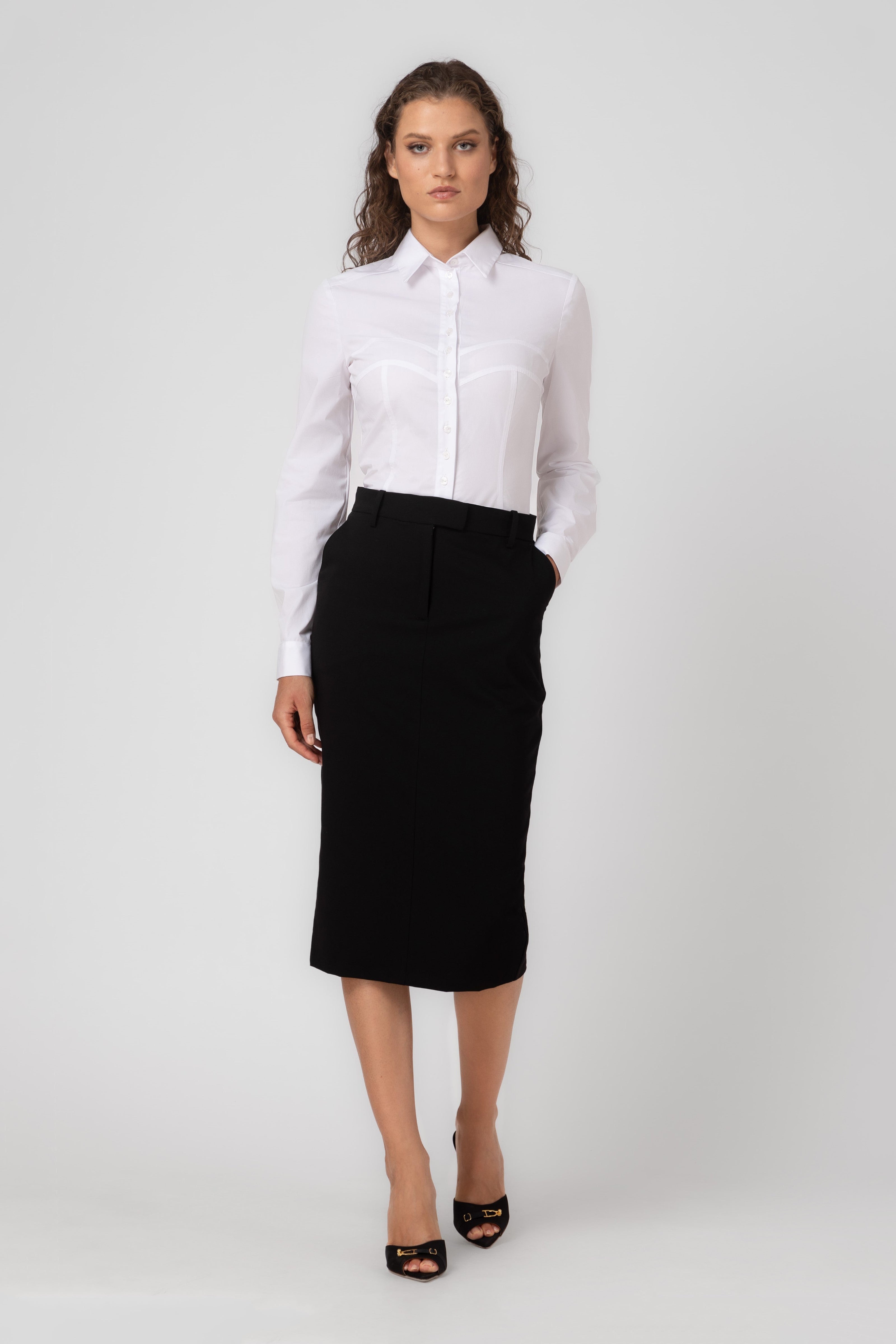 Formal Wool Skirt Black