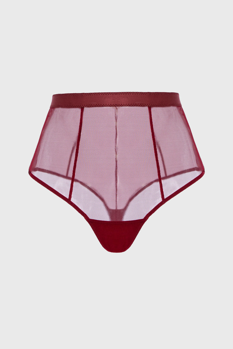 Sculpt Bi-Stretch Sheer Panties Dark Red
