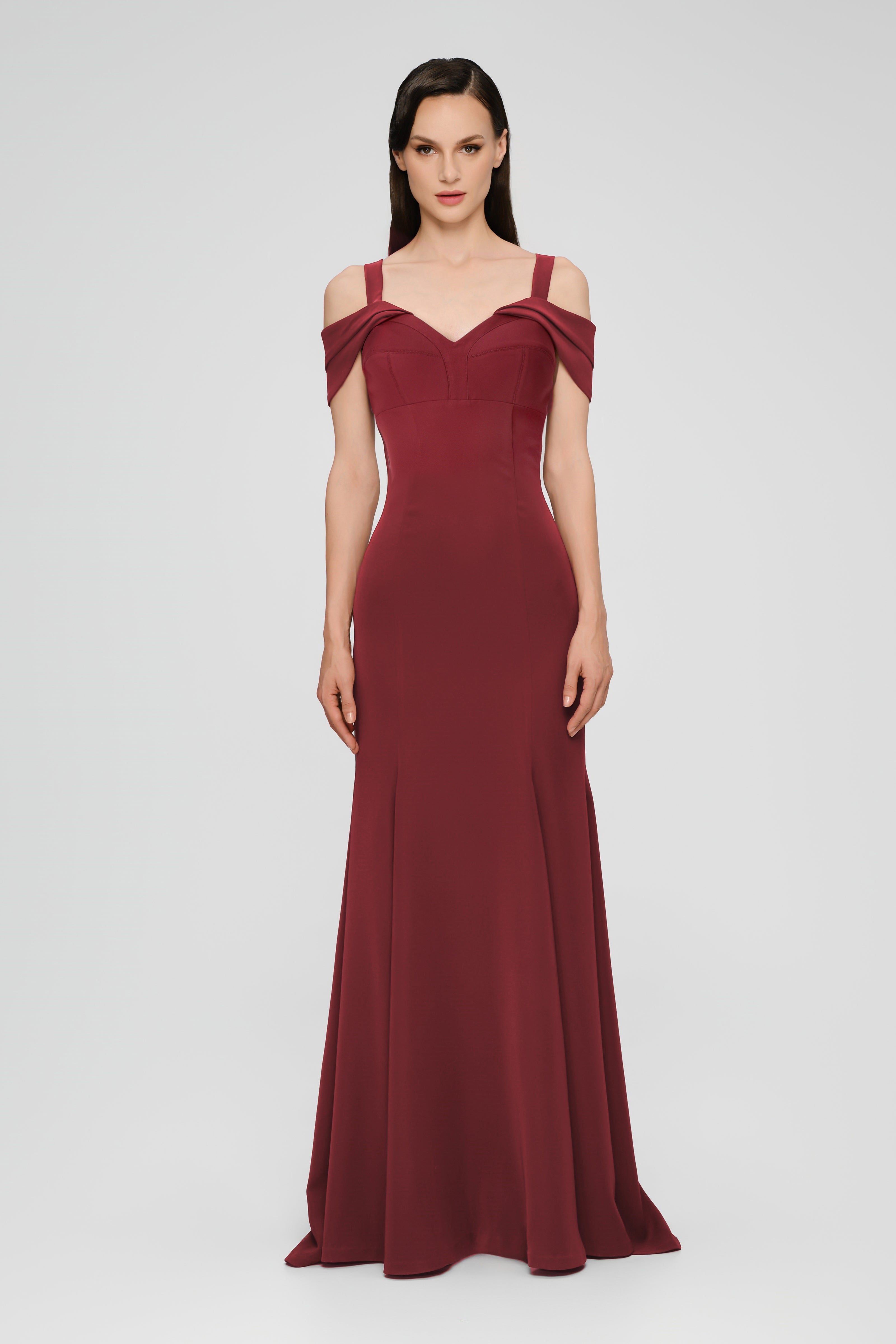 Rochie rosu burgund lunga cu cupe retro Candy
