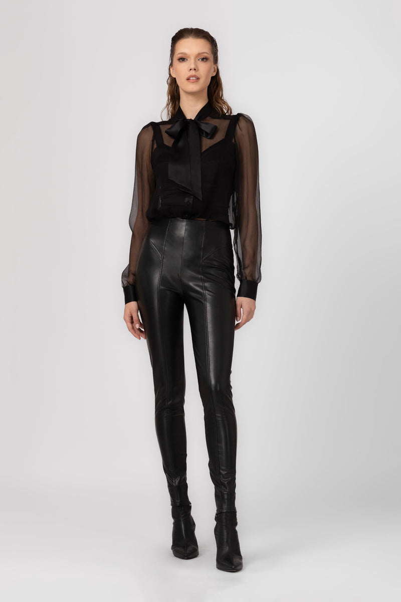 Shape Eco Leather Leggings Black