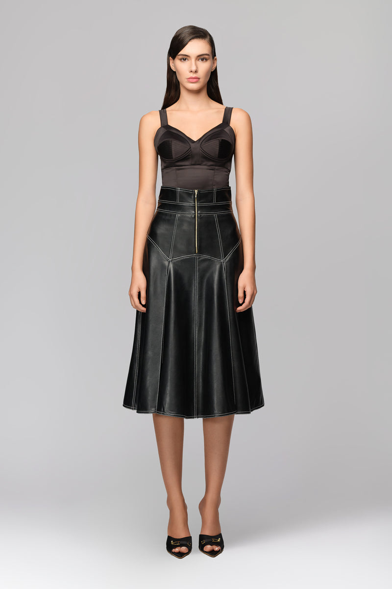 Underline Eco Leather Skirt Black