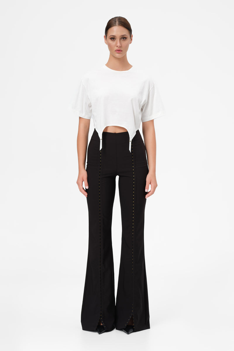 Garter Cropped T-Shirt White