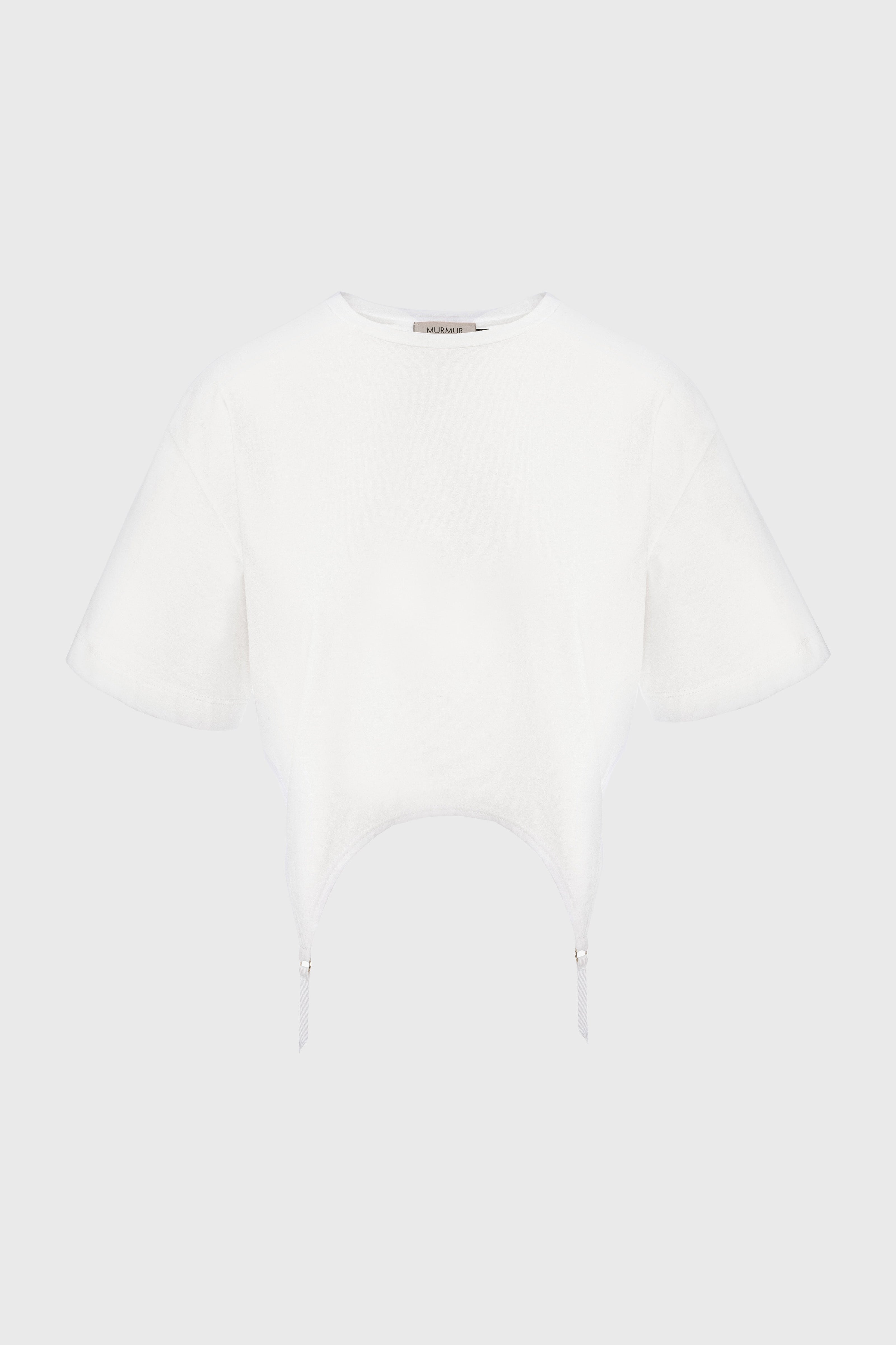 Garter Cropped T-Shirt White