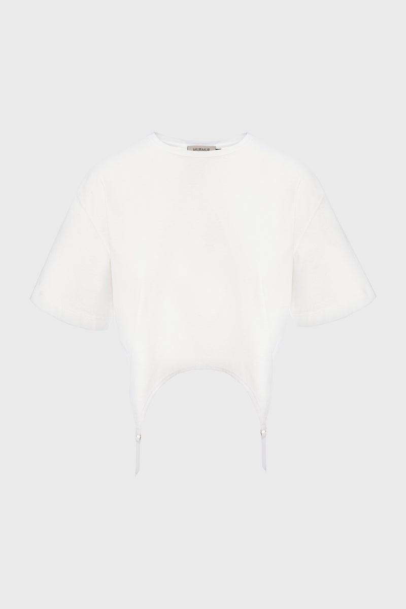 Garter Cropped T-Shirt White