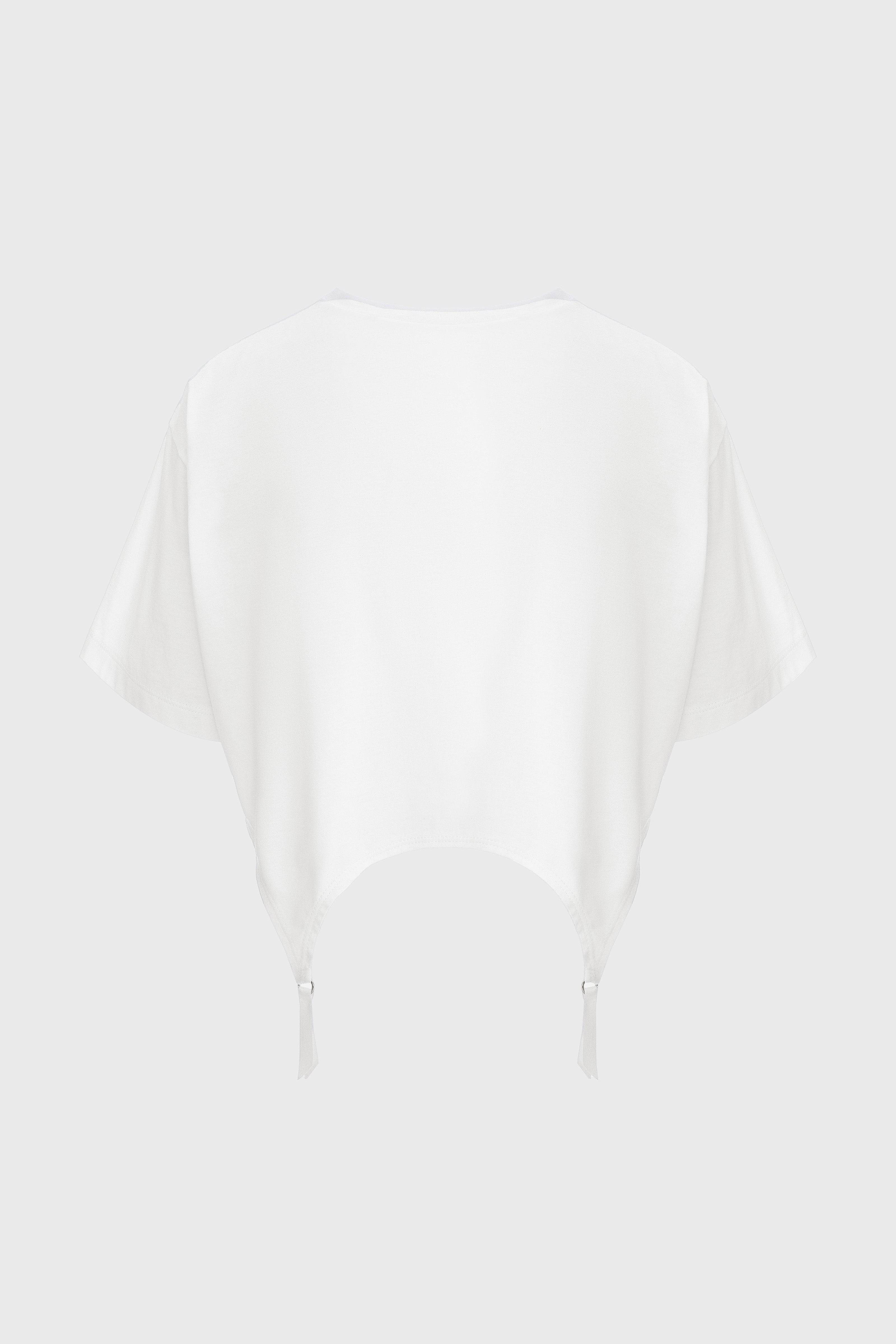 Garter Cropped T-Shirt White
