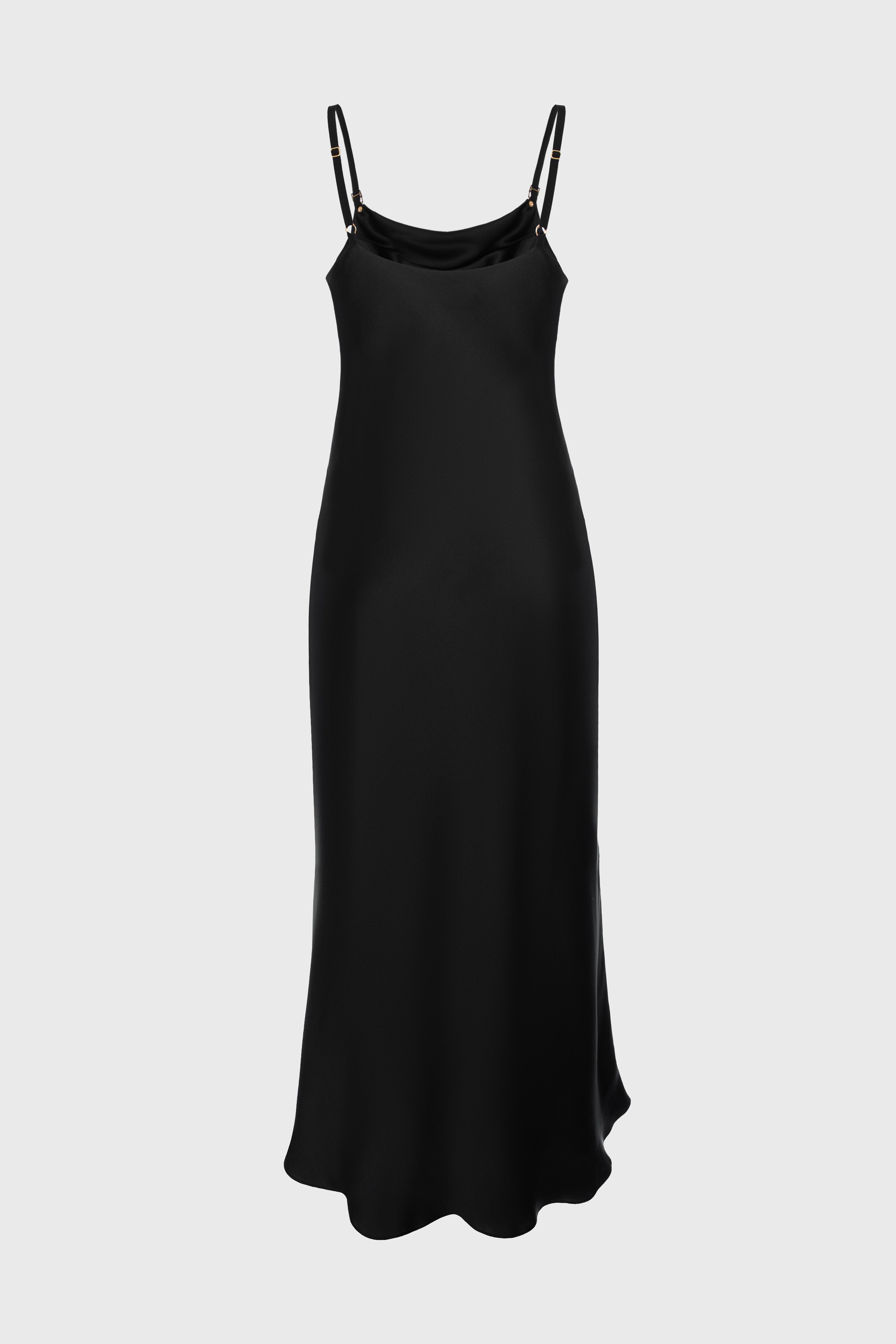 Slip Silk Midi Dress Black