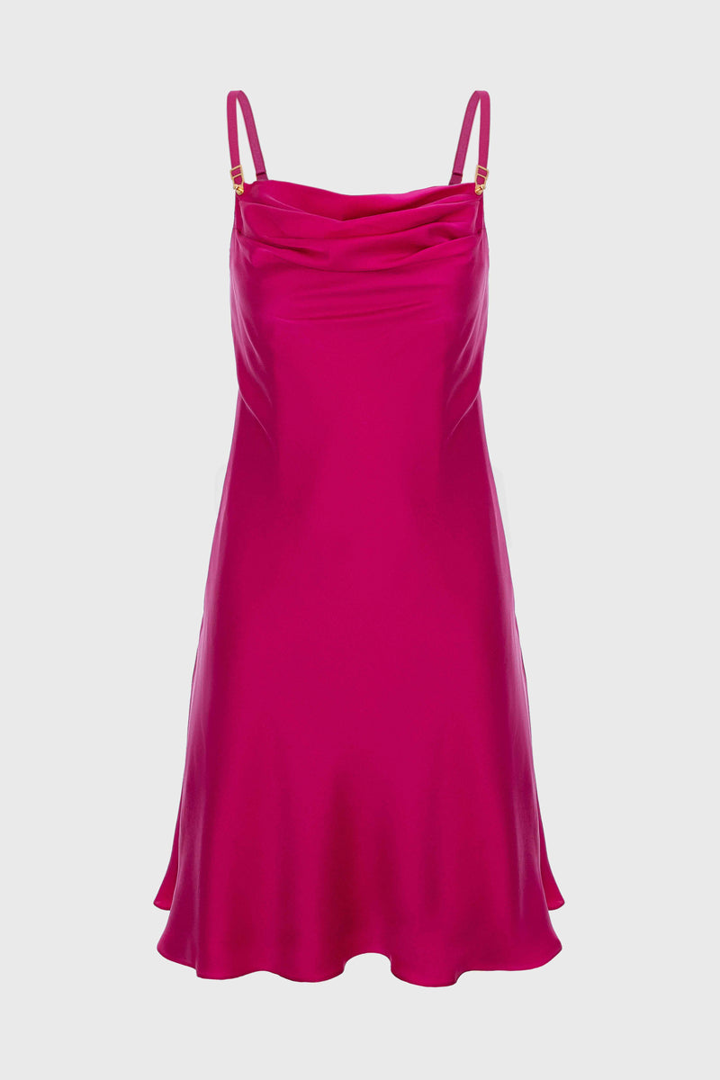 Slip Silk Mini Dress Raspberry Pink
