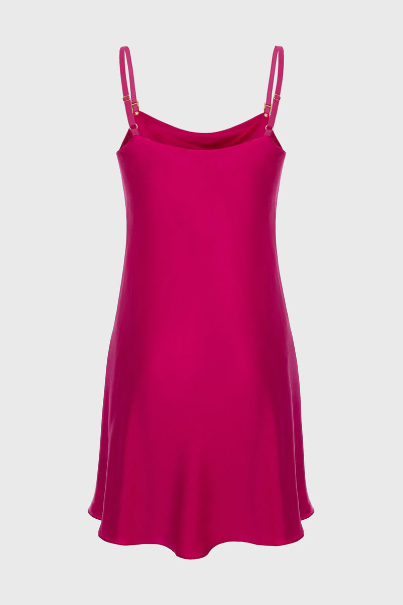 Slip Silk Mini Dress Raspberry Pink