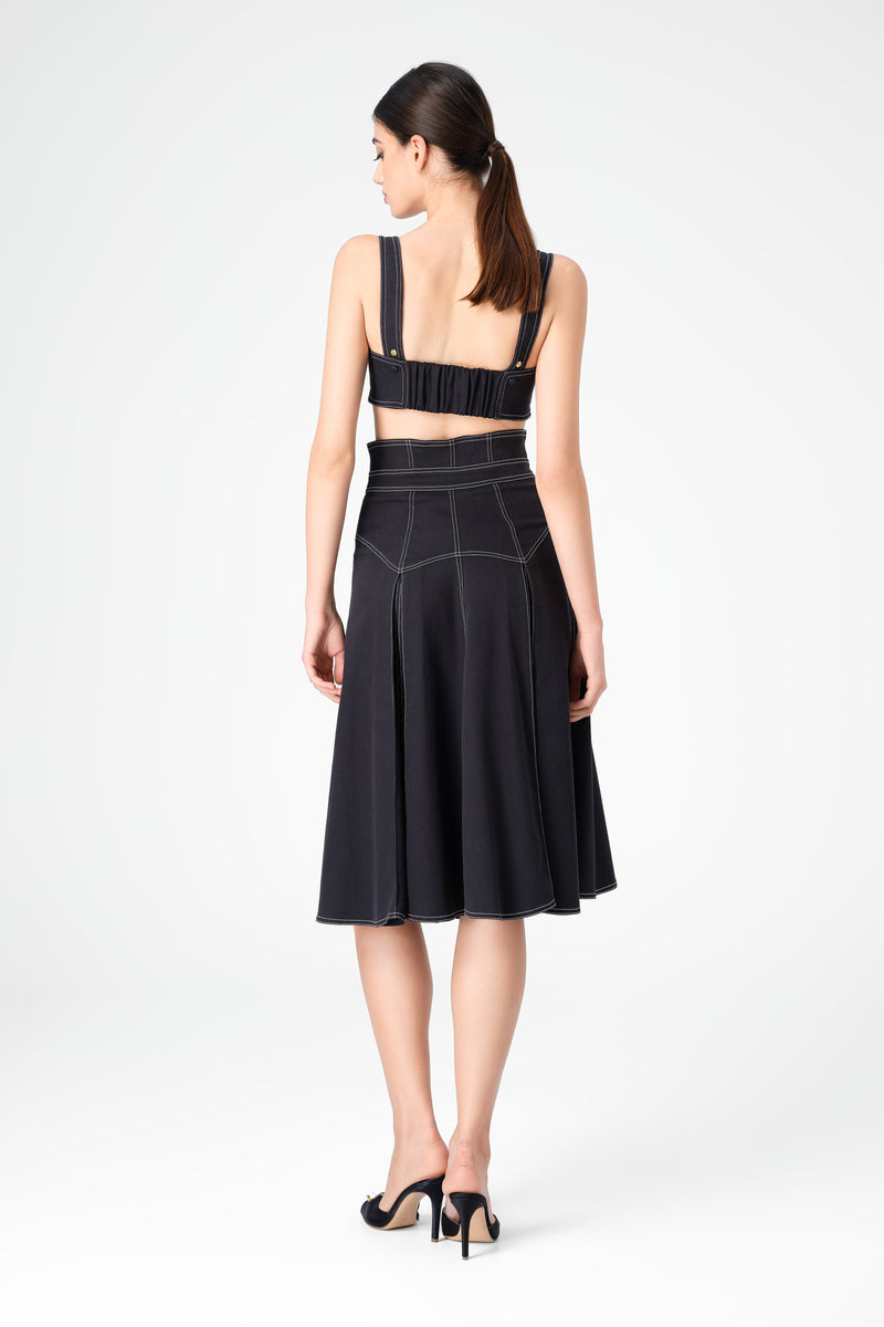 Underline Denim Bra Top Black