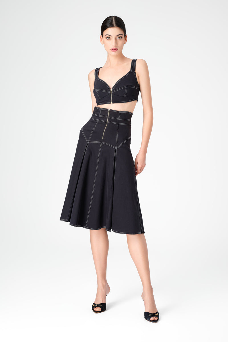 Underline Denim Bra Top Black