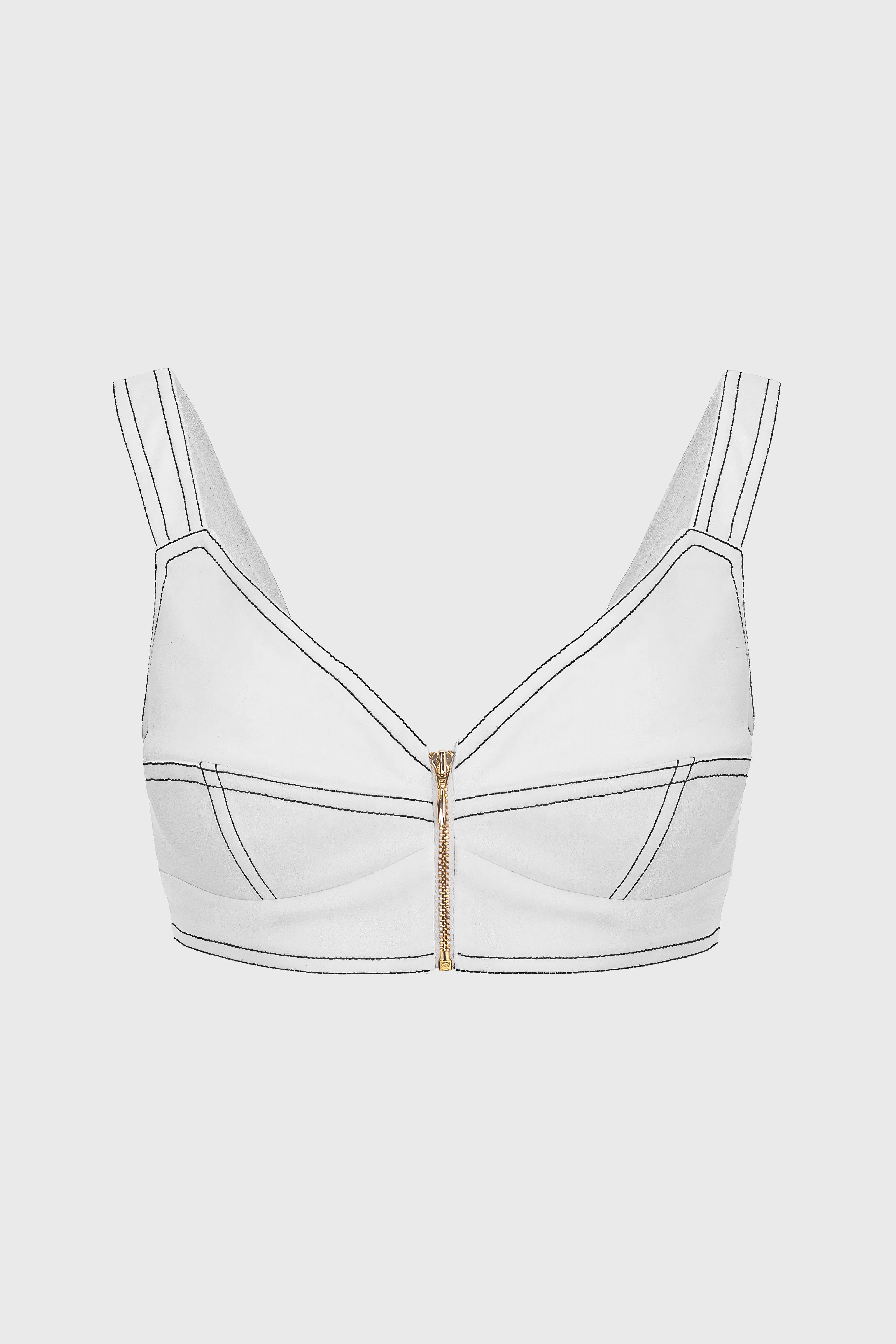 Underline Denim Bra Top White