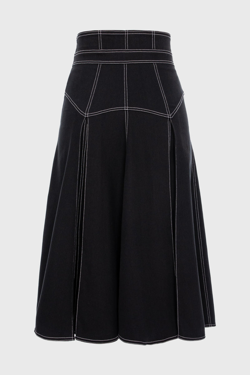 Underline Denim Skirt Black