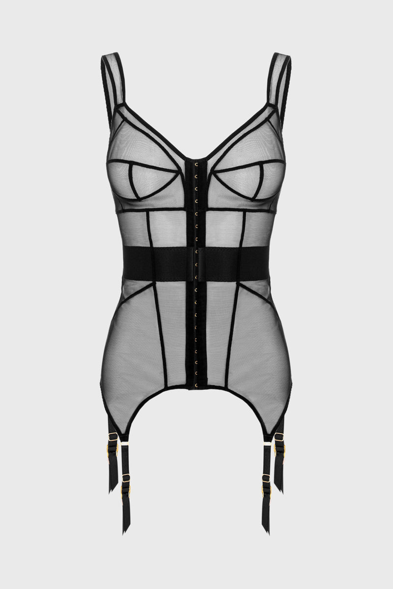 Zest Bi-Stretch Sheer Corset Black