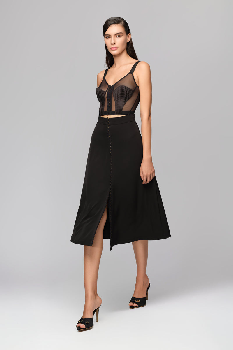 Corset Sheer Bra Top Black